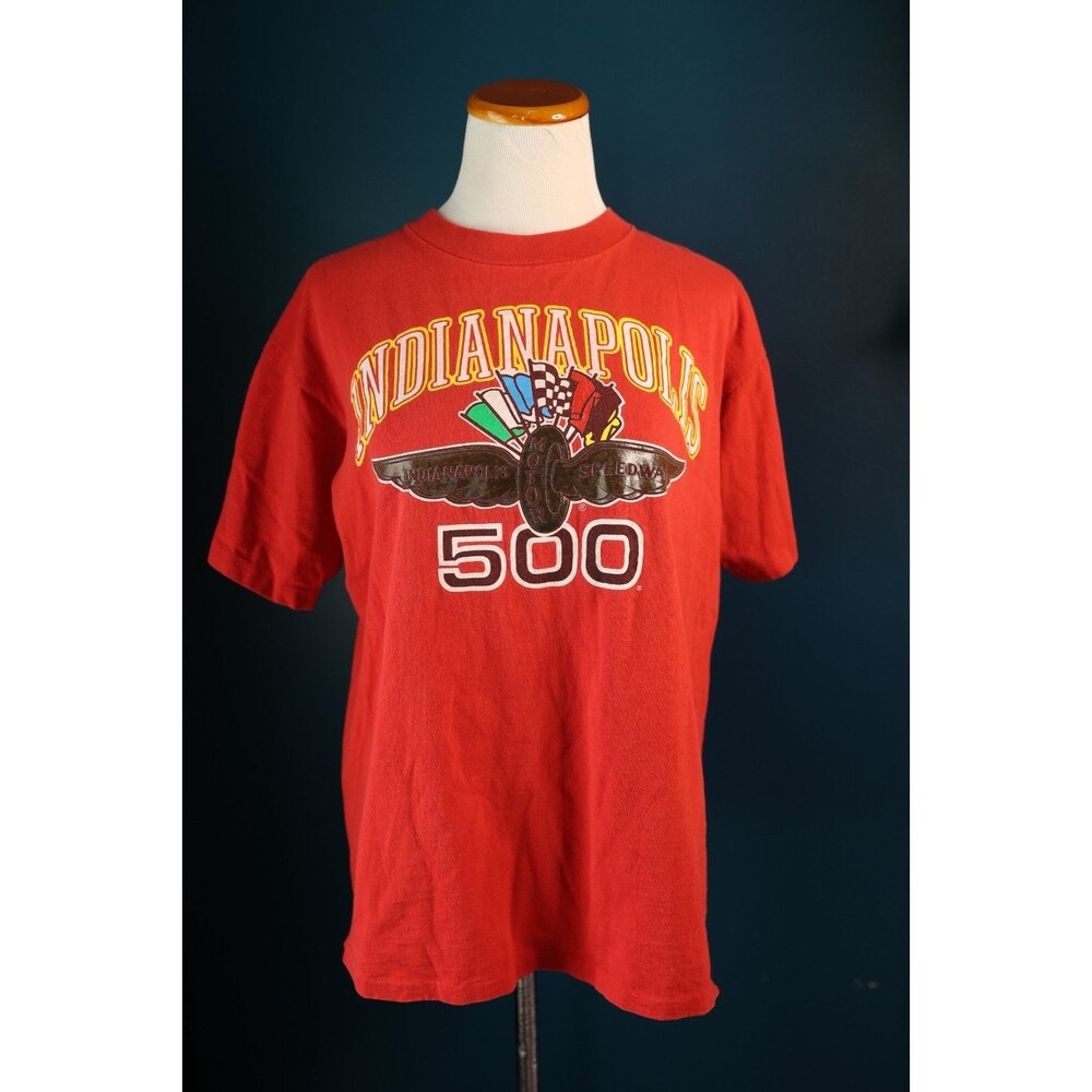 Vintage Indianapolis 500 Motor Speedway Racing Single Stitch Red Shirt Large